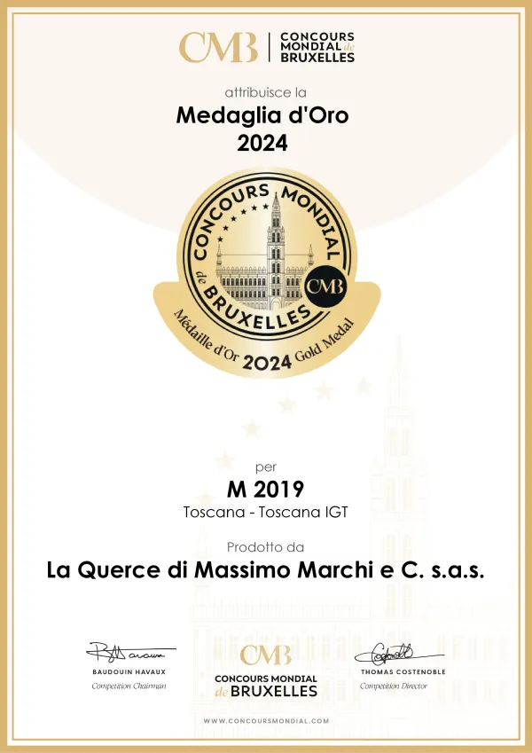 Concours Mondial de Bruxelles 2024: Gold Medal for Merlot M 2019