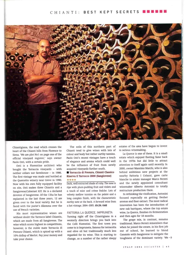 Decanter, Italy supplement: Fattoria La Querce and the 4-star Tuscan red La Querce