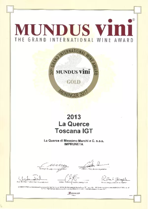 Mundus Vini 2017: Gold Medal for La Querce 2013