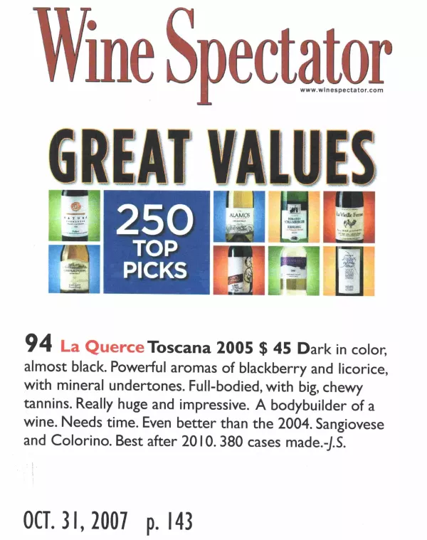 Wine Spectator Great Values: La Querce Chianti among the best value wines